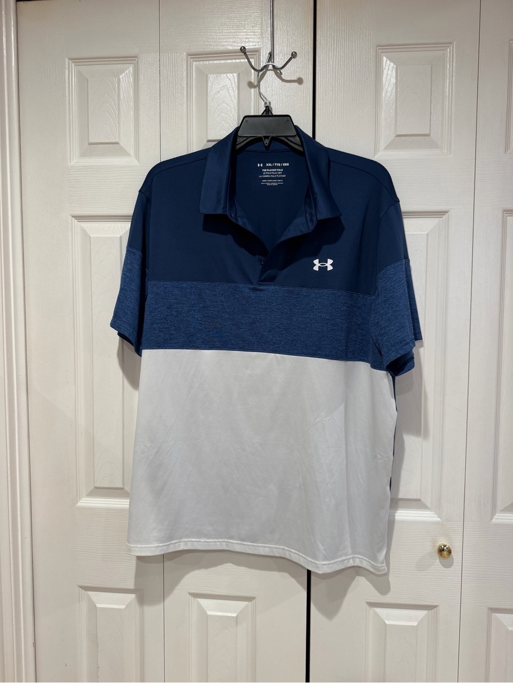 Under Armour Men’s Navy and White Colorblock Polo